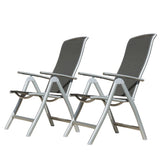 Patio Folding Chairs Set of 2, Aluminium Frame Outdoor Reclining Patio Chairs for Garden Camping W1859P210825