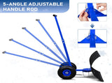 29 x 18in Adjustable T-Handle Snow Plow with Inflatable Wheels, Heavy Duty Human-Powered Manual Snow 89149481