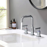 8 in. Widespread Double Handle Bathroom Faucet with Pop Up Drain in Chrome W122459281