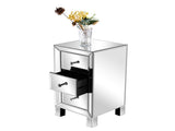 3-Drawer Mirrored Bedside Table MDF Cabinet with Mirrored Drawers Silver 12480391