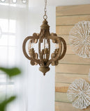 Farmhouse Chandelier, 6-Light Wood Chandelier Pendant Light Fixture with Adjustable Chain for Dining W2078137919