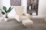 Modern Accent Chair with Ottoman, Comfy Armchair for Living Room, Bedroom, Apartment, Office W136192197