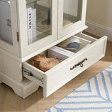 Glass Cabinet Lighted Glass Cabinet Curio Display Cabinet with Adjustable Glass Shelves 2 Doors and W2275P178889