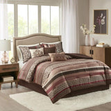 7 Piece Comforter Set Red King B03597165