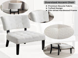 Movile Boucle Tufted Accent Chair with Oversized Seating, White T2574P185198