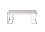 Natural Oak and Chrome Coffee Table with Metal Sled Base B062P189174