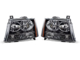 Fit For 2007-2014 Chevy Avalanche Tahoe Suburban Amber Corner Black Headlights 63526554