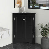 Black Triangle Bathroom Storage Cabinet with Adjustable Shelves, Freestanding Floor Cabinet for Home WF291467AAB