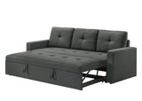 Burleigh 83.5"W Dark Gray Fabric Sleeper Sofa with Tufted Cushions B061P253492