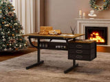 Black drafting drawing table with stool and 3 drawers W347P271503