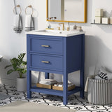 24'' Vanity with Top Sink, Modern Storage Cabinet with 2 Drawers, Single Sink N710P191968C