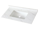 37 Inch Marble Vanity Top, White Vanity Top with Pre-drilled Faucet Holes, Bathroom Vanity Top with 80533783