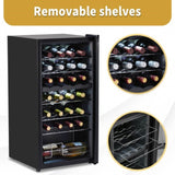 Dual Zone Wine and Beverage Refridgerator, 28 Bottle Wine Fridge with Independent Temperature 97057086