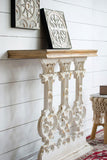 32" x 12" x 32" Classic Vintage White Wash Console Table with Brown Wood Top W2078141935