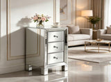 () 3-Drawer MDF Bedside Table with Mirrored Finish 11.8*11.8*23.6 Silver 25394141
