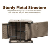 Outdoor Recliner Chair, Patio Recliner with Hand-Woven Wicker, Flip Table Push Back, Adjustable W1859P196426