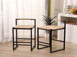 Set of 2 Bar Stools with Back Paper Woven Counter Height Dining Chairs for Kitchen, Home 59392593