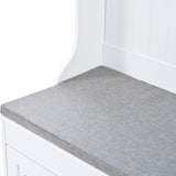 U-Can 5-in-1 Entryway Bench with Shutter-shaped doors, Coat Rack, Cushion and 4 Sturdy Hooks, 47.2'' WF311556AAK