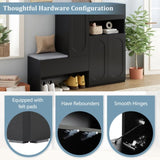ON-TREND Elegant 2-in-1 Shoe Cabinets with Soft Cushion, Modern Storage Bench with Arched Doors & N721P245716B