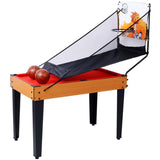 ZNTS 5-in-1 Multi-Game Table - Billiards, Push Hockey, Foosball, Ping Pong, and Basketball brown/red W465P164157