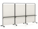 3-Panel Folding Divider with Lockable Wheels and 3 Metal Shelves White 56218480