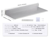 8.6" x 24" Stainless Steel Wall Shelf 2 Pcs, Floating Shelf with Backsplash, 44 lbs Load Capacity, 73819157