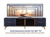 Deluxe Sculpted Modern Fashion Geometric Style TV Stand, Aluminum Frame Tempered Glass Door 4 Drawer W1162P294820