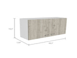 White and Light Grey 2-Door 2-Compartment Wall Cabinet B06280398