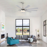 72 in Integrated LED Brushed Nickel Smart Ceiling Fan with Remote Control W1367139017