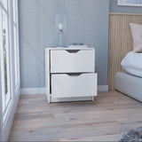 Basilea 2 Drawers Nightstand , End Table, Side Table Pull Out System -White B07092137