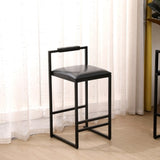 Black Bar Stool with Backrest Set of 2 Counter Height PU Leather Upholstered Bar Chairs with W1757122139