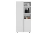 Riner Multistotage 67" H with 5-tier storage shelves and 2 doors, White B097P199734