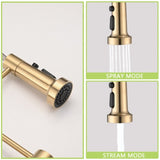 Pull Down Sprayer Spring Kitchen Sink Faucet Brushed Gold W122552138