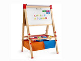 3-in-1 Kids Art Easel, Wooden Double-Sided Magnetic Whiteboard & Chalkboard with Paper Roll, 54340008