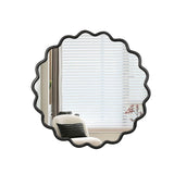 Solid Wood Wavy Mirror-Black Mirror Wall Decor 31" x 31" Modern Mirror Wall Decor for Bathroom, W1445P189599