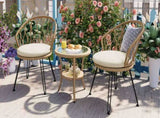 Outdoor Leisure Set, 2 Rattan Single Chairs with A Glass Round Table, Perfectly Suited for N711P256422A