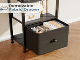 5 Tier Bookshelf 55"x15" Bookcase with Fabric Drawer Open Storage Shelves Free Standing Wooden 03384389