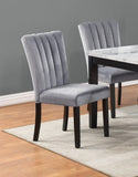 2pc Casual Upholstered Velvet Upholstery Chair Channel Tufted Back Wooden Dining Room Furniture Gray B011P261181