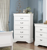 ZNTS Traditional Design White Finish 1pc Chest of 5 Drawers Antique Drop Handles Drawers Bedroom B01149270