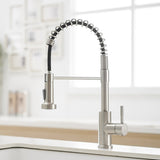 Kitchen Faucet with Pull Down Sprayer Brushed Nickel Stainless Steel Single Handle Pull Out Spring W1932P224854
