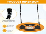 Yellow 40" Saucer Tree Swing, 2 Hanging Ways 360&deg Rotation Adjustable Ropes 46.5"-68" 18089705