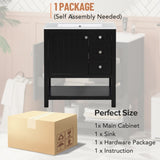 30inch Transitional Style Bathroom Vanity Cabinet Combo with Ceramic Sink,Soft Close Door N729P171882B