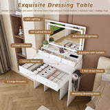 New Large Mirror Vanity Desk for Bed room , Modern Makeup Vanity Set with Power Outlet and Hair W509P339034