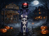 70" Life Size Animated Halloween Clown Prop with Lifted Skeleton, Glowing Red Eyes, Sound & Button 53279827