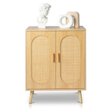 ZNTS Modern Rattan Shoe Storage Cabinet with Double Doors and Adjustable Shelves, Accent Cabinet for 24395179