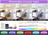 15 Inch RGB Dimmable Led Enclosed Ceiling Fan with Light Modern Bladeless 6 Speed Remote Control for 06607496