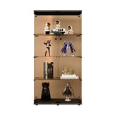 ZNTS Two-door Tawny Glass Display Cabinet 4 Shelves with Door, Floor Standing Curio Bookshelf for Living 88809623