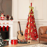 Artificial 6ft Red Pop Up Christmas Tree with 150 lights,4 ribbons,1 large bow,12 Christmas 29943442