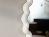 White Scalloped Round Wall Mirror, Wavy Frame for Living Room/Bedroom/Bathroom Decor W3081P391521