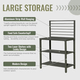 Outdoor Kitchen Island with Storage, Aluminum Kitchen Storage Island Kitchen Food Prep Table with W1859P171908